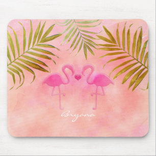 Mousepad Da aguarela cor-de-rosa de dois tapete do rato