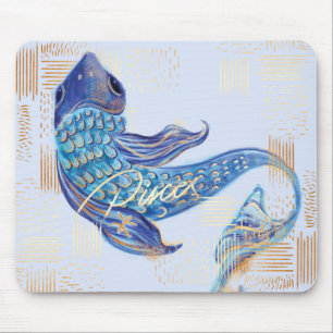 Mousepad da arte da Aquarela do zodíaco dos peixe