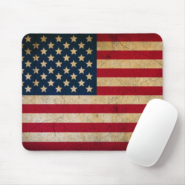 Mousepad da Bandeira Americana Grunge Vintage (Com mouse)