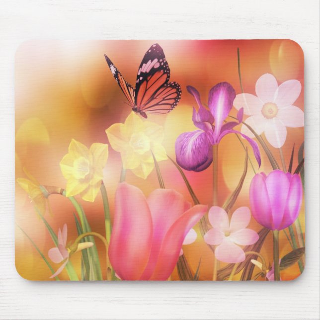 Mousepad da dança de sol do primavera da borboleta (Frente)