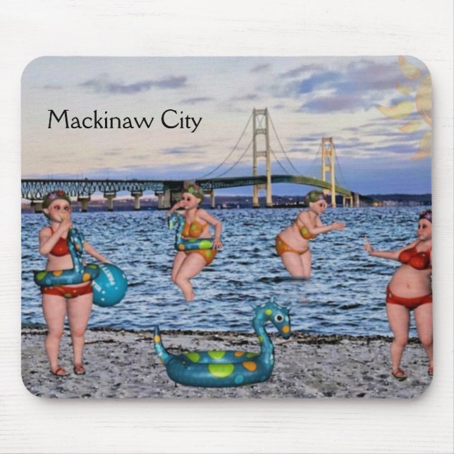 Mousepad da ponte da cidade de Mackinaw Divertida (Frente)