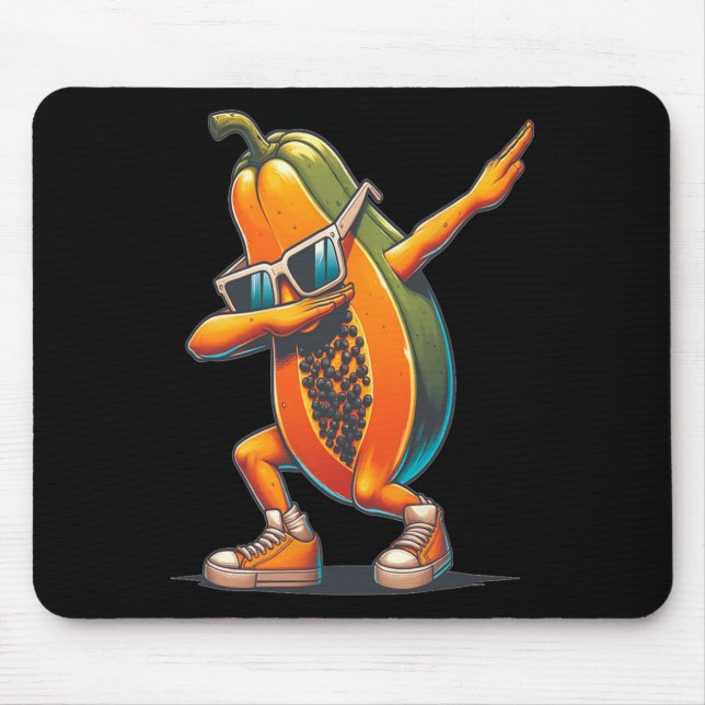 Mousepad Dab Papaya Dançando Fruta Papaya Dabbing com Sungl (Frente)