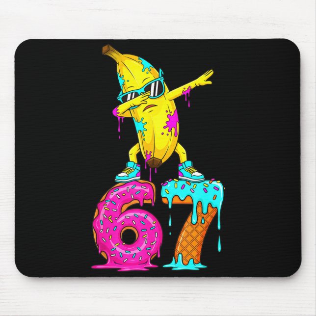 Mousepad Dabbing Banana 67 Ice Cream Drip Funny Six Seven M (Frente)