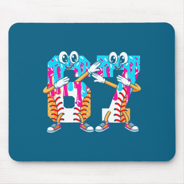 Mousepad Dabbing Baseball Ice Cream Drip Number 67 Birthday (Frente)
