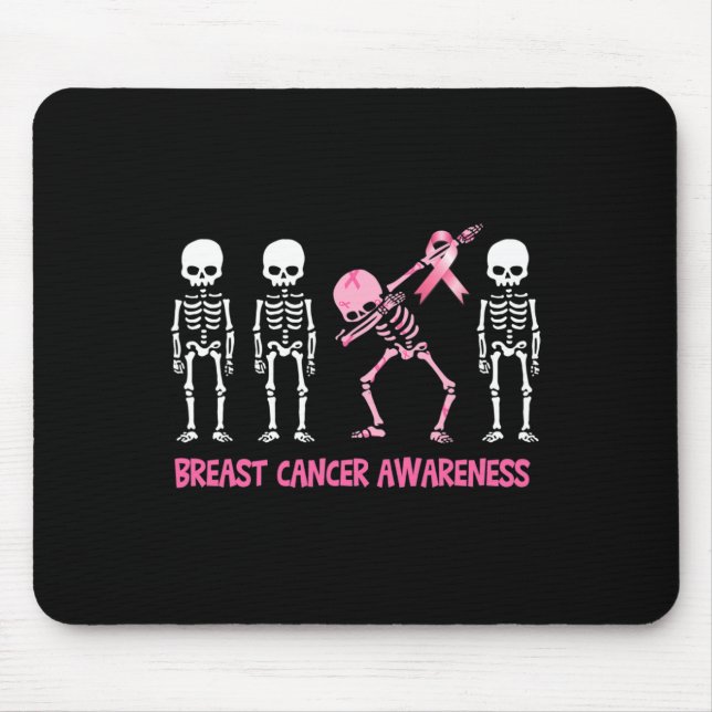 Mousepad Dabbing Skeleton Rosa Fita Cancer (Frente)