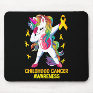 Mousepad Dabbing Unicorn Chilhood Cancer Awarness Warrior