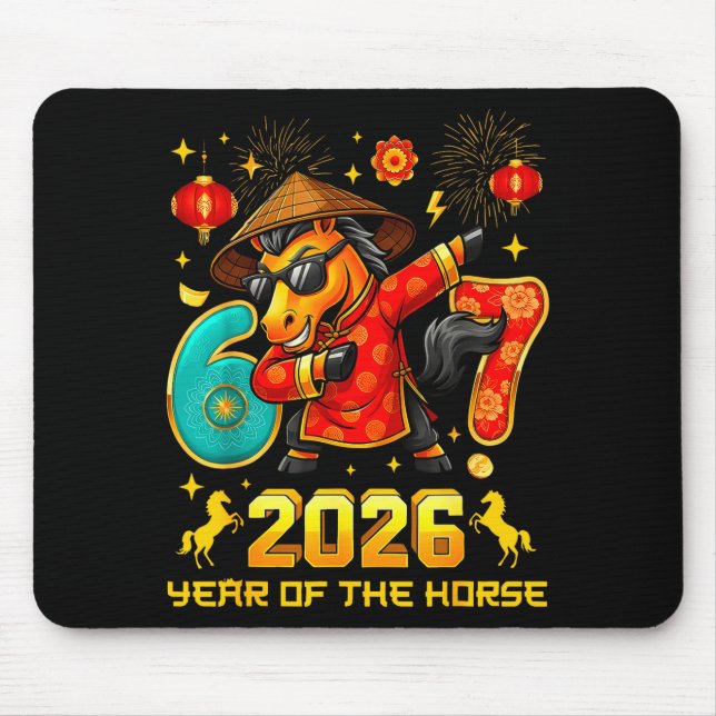Mousepad Dabbing Zodiac Horse Lunar New Year Chinese New Ye (Frente)
