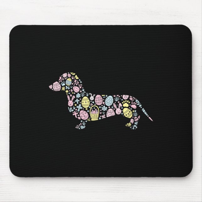 Mousepad Dachshund Bunny Páscoa Páscoa de Ovos Dia das Mulh (Frente)