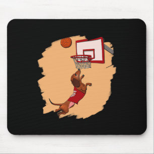 Mousepad Dachshund Chiweenie Wiener Dog Jogando Basquete