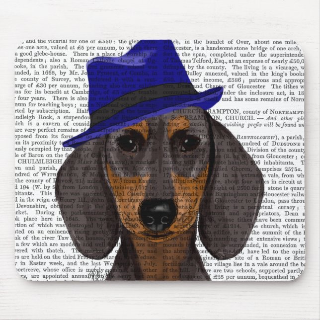 Mousepad Dachshund com Blue Trilby (Frente)