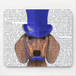 Mousepad Dachshund com chapéu azul e bigode azul