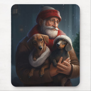 Mousepad Dachshund Com Papai Noel Natal Festivo