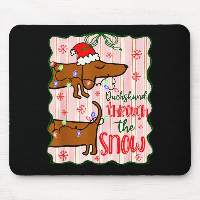 Mousepad Dachshund Coquete Através Da Neve, Camisetas De Na (Frente)