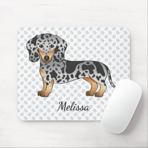 Mousepad Dachshund de Cabelo Curto Dapple Preto e Bege & No