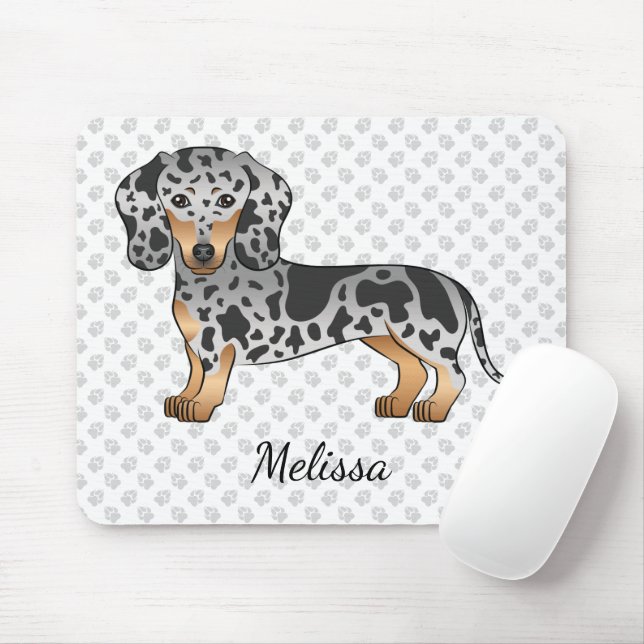 Mousepad Dachshund de Cabelo Curto Dapple Preto e Bege & No (Com mouse)