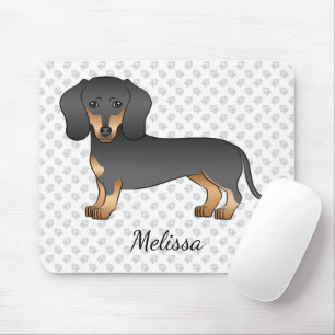 Mousepad Dachshund de Cabelo Curto Preto e Castanho Cão Fof