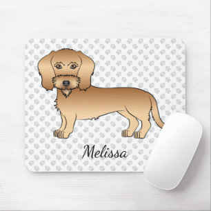 Mousepad Dachshund de Cabelo de Arame Trigo Cartoon e Nome