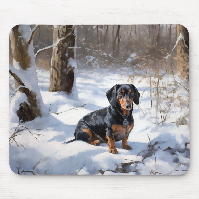 Mousepad Dachshund Deixe Nevar Natal (Frente)