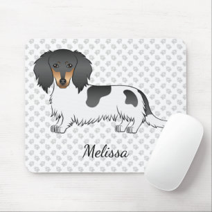 Mousepad Dachshund E Nome De Cabelo Longo Preto E Tano