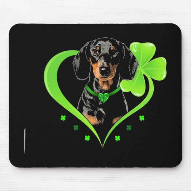 Mousepad Dachshund Em Shamrock Heart (Frente)
