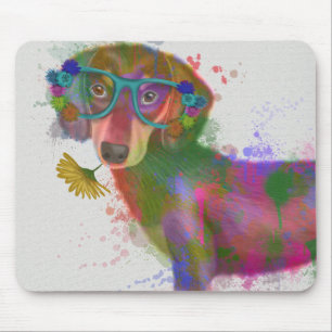 Mousepad Dachshund & Glass Rainbow Splash