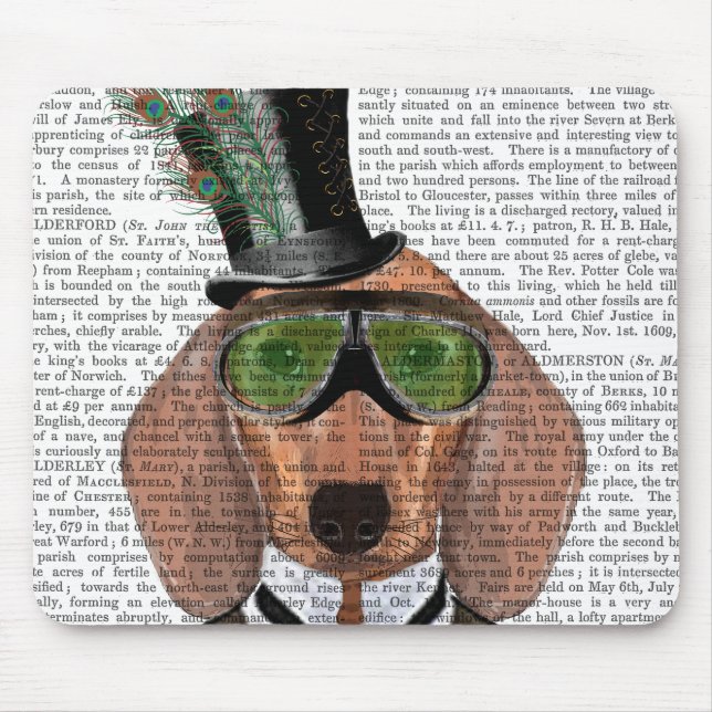 Mousepad Dachshund Green Goggles Top Hat (Frente)