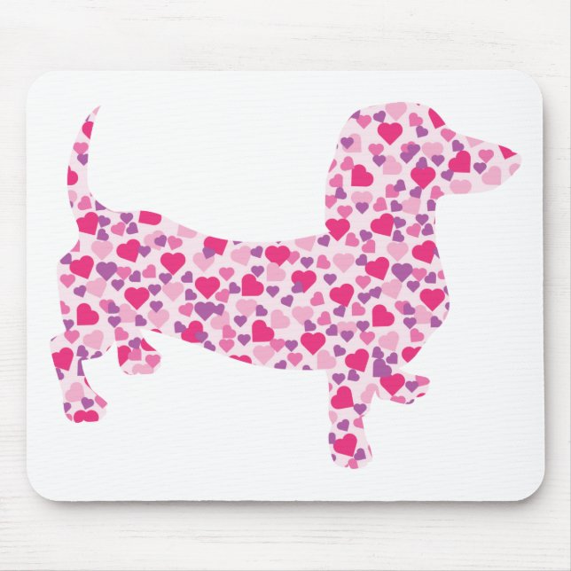 Mousepad Dachshund Hearts (Frente)