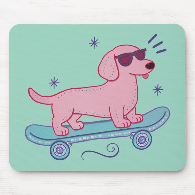 Mousepad Dachshund Legal de Skate | Arte Divertida de Cacho (Frente)
