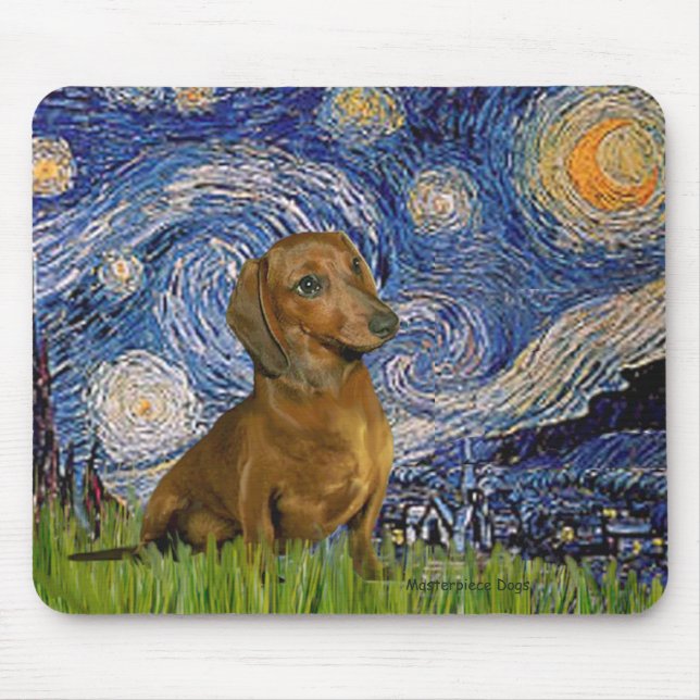 Mousepad Dachshund (Marrom1) - Noite Estrelada (Frente)