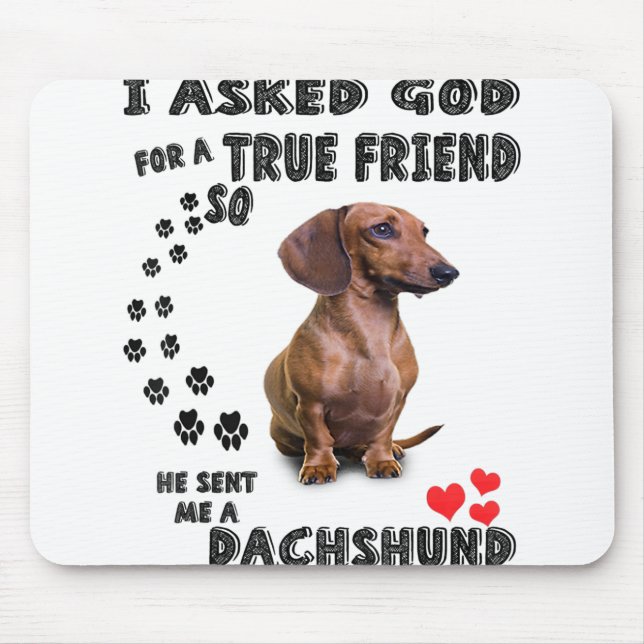 Mousepad Dachshund Miniature Gift, Sausage Dog, Weenie Wog, (Frente)