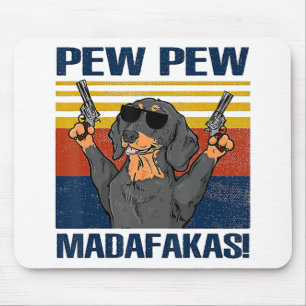 Mousepad Dachshund Pew Pew Vintage