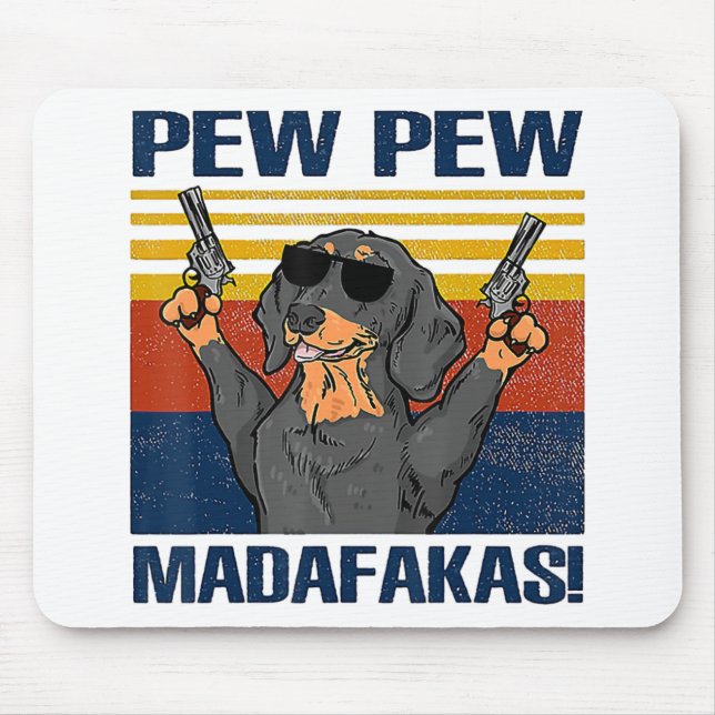 Mousepad Dachshund Pew Pew Vintage (Frente)