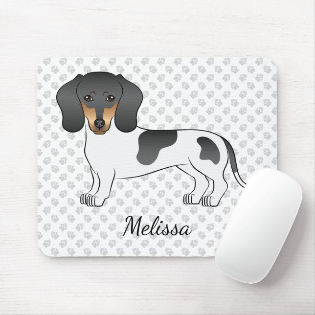 Mousepad Dachshund Piebald Preto e Castanho de Pelo Curto & (Com mouse)