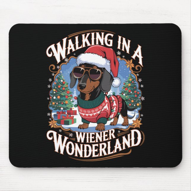 Mousepad Dachshund Santa Hat O Cachorro De Natal (Frente)