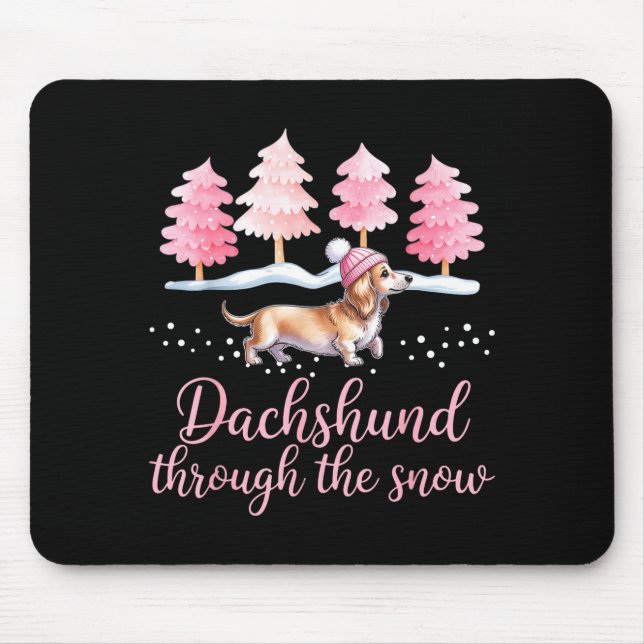 Mousepad Dachshund Through The Snow Wiener Dog Christmas  (Frente)
