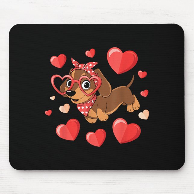 Mousepad Dachshund Valentines Day Wiener Dog Lover Weenie H (Frente)