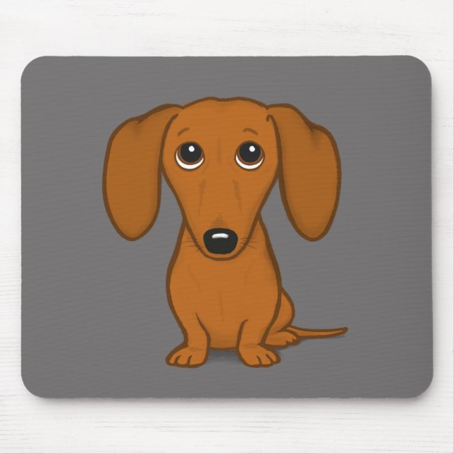 Mousepad Dachshund Vermelho Curto | Cachorro-esmalte (Frente)