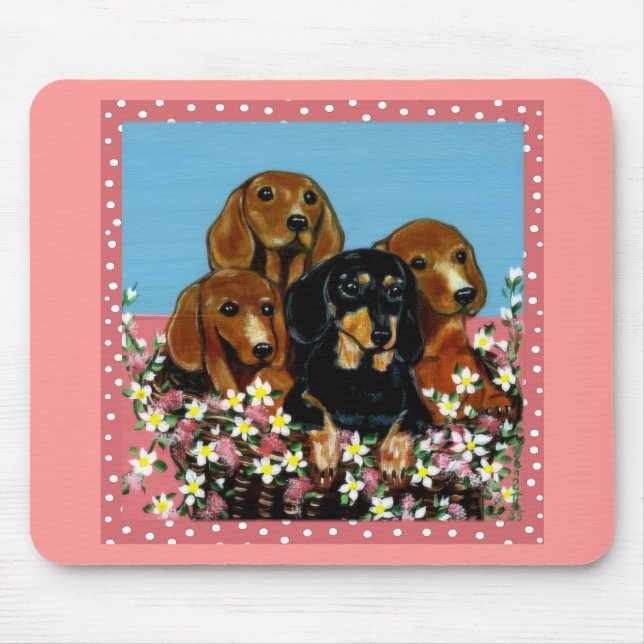 Mousepad Dachshunds do Dia das Mães (Frente)
