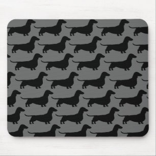Mousepad Dachshunds Wiener Dog Silhouettes Grey and Black