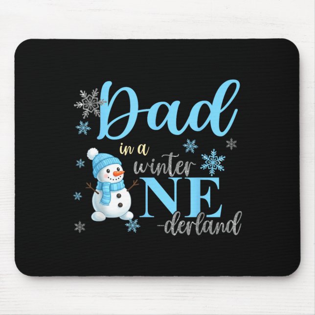 Mousepad Dad In A Winter Onederland Birthday Boy Girl Cute  (Frente)