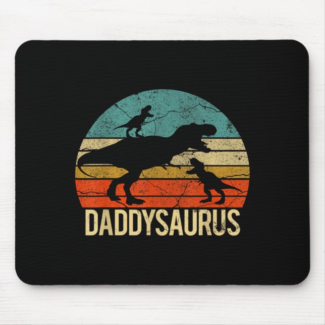Mousepad Daddy Dinosaur Daddysaurus 2 Two Kids Christmas Gi (Frente)