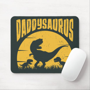 Mousepad Daddysaurus Dinossauros Pai Papai Preto Amarelo