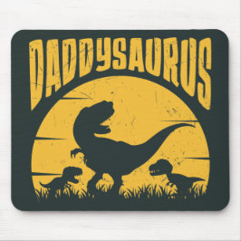 Mousepad Daddysaurus Dinossauros Pai Papai Preto Amarelo