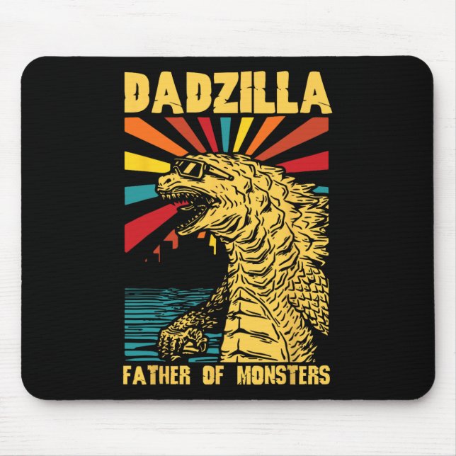 Mousepad Dadzilla engraçado Pai dos Monstros Vintage Pai (Frente)