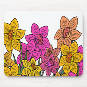 Mousepad Daffodils Coloridos Flores Design