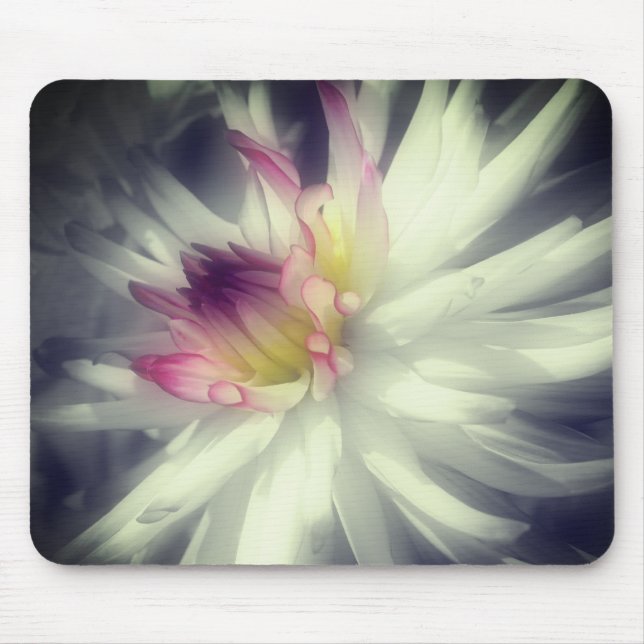 Mousepad Dahlia Flower Close-Up Black And White (Frente)
