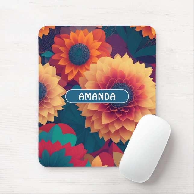 Mousepad Dahlia Geométrico Padrão Personalizado Colorido (Com mouse)