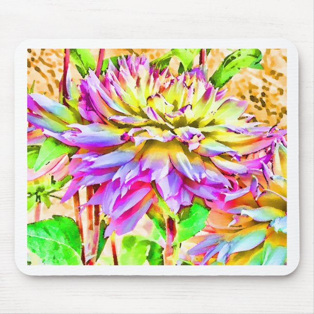 Mousepad Dahlia Gift da Aquarela Digital (Frente)