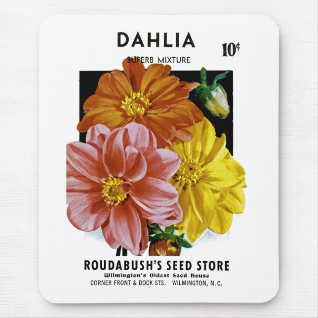 Mousepad Dahlia Vintage Seed Packet (Frente)