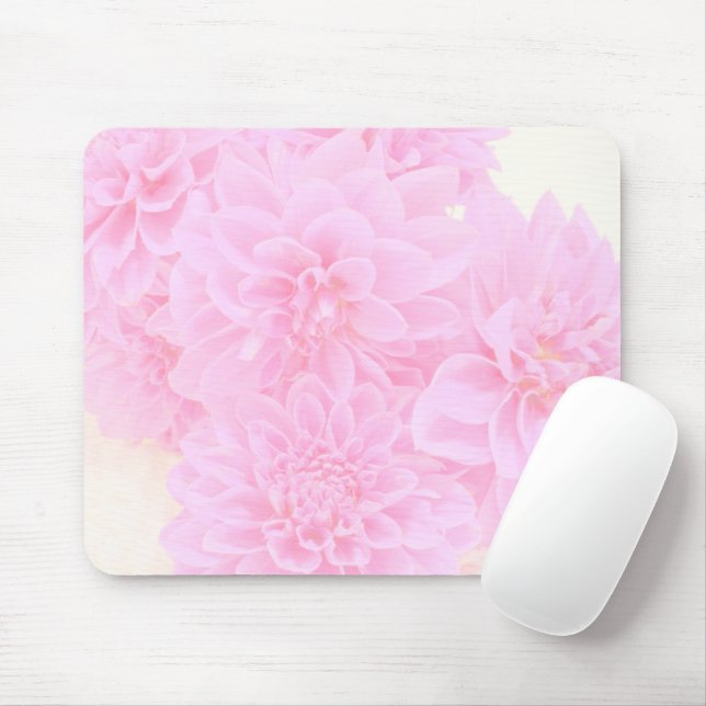 Mousepad Dahlias Em Rosa Suave (Com mouse)
